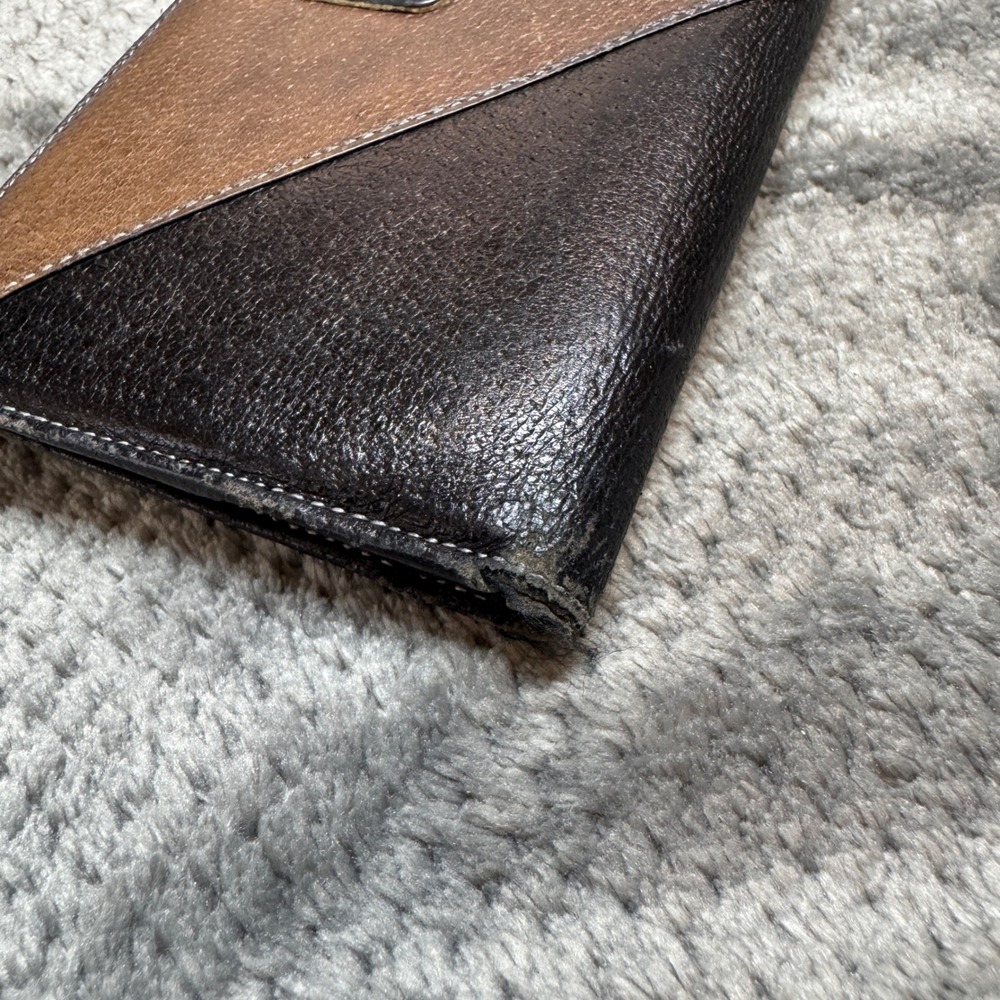 Vintage Gucci Accessory Collection Leather Long Wallet Brown Black Bifold - Picture 15 of 15